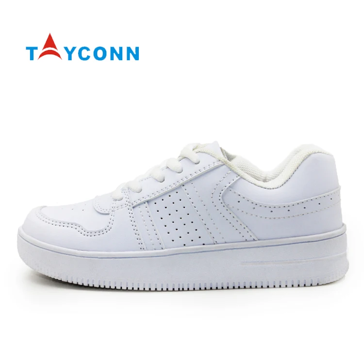 Unisex-Child Uniform Footwear Boy Trainers Kid White Lace-Up Sneakers