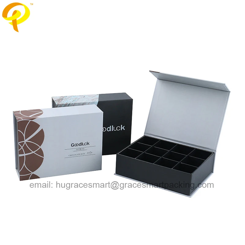 Custom Logo Color Printing Eco Friendly Coated Paper Chocolate Packaging Gift Box Magnetic Closure Flip Candy Chocolate Box