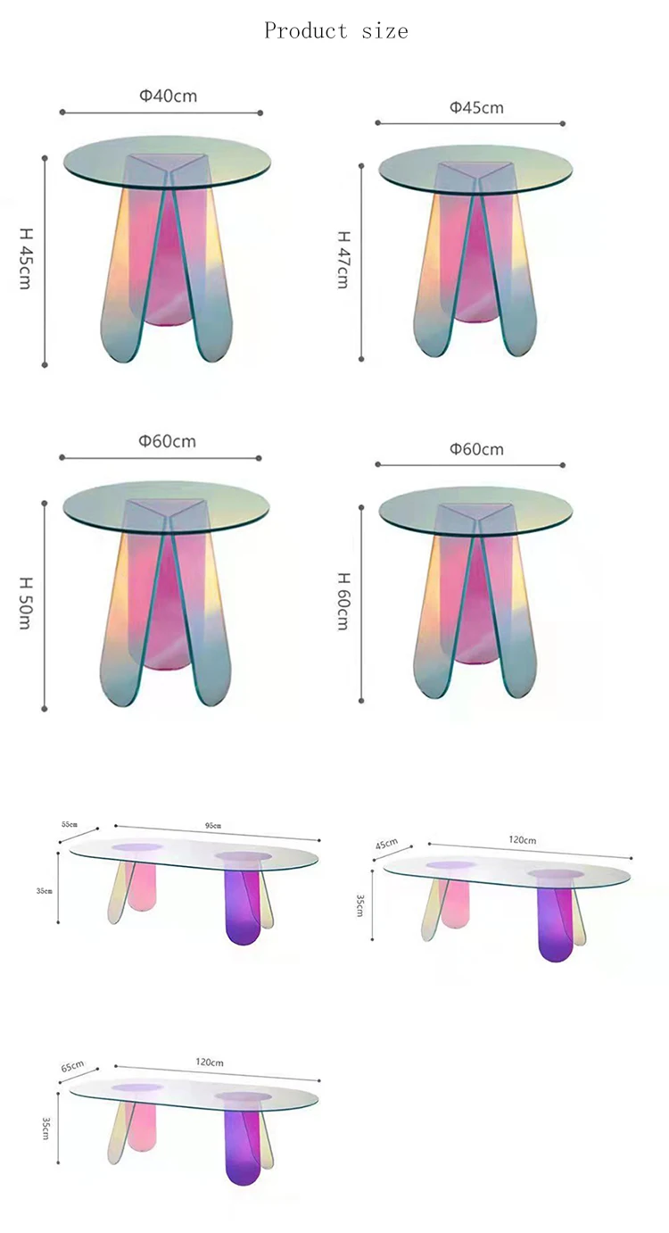 Acrylic Coffee Coffee Table Small Side Table Oval Coffee Table Rainbow Clear Glass Dining Room Furniture Home Furniture Modern