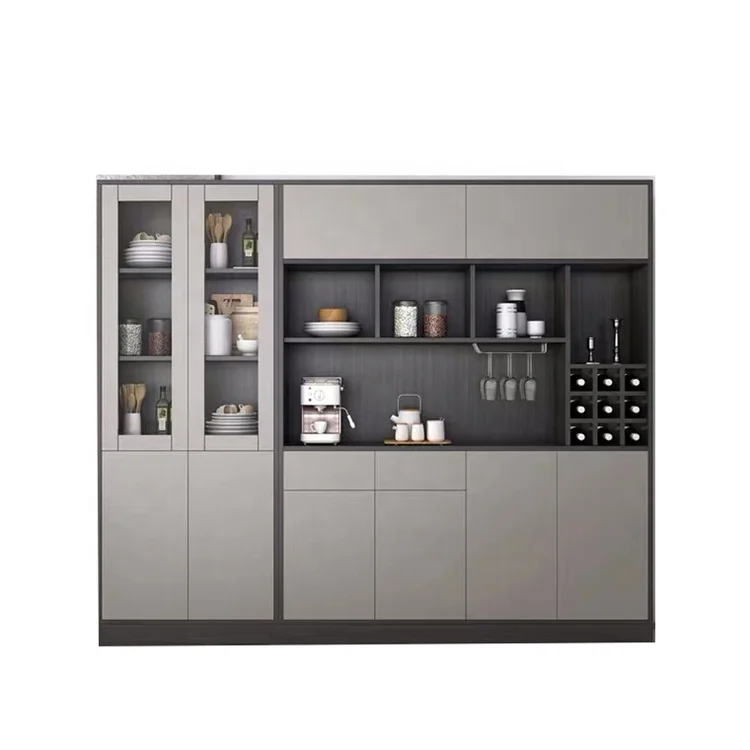 Cheap MDF modern design wooden living room furniture storage bookcase wine cabinet kitchen