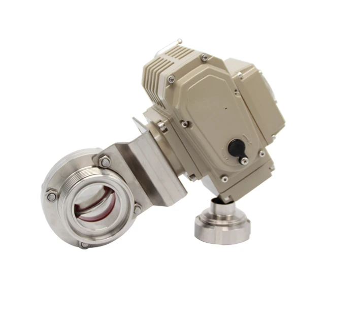 Sanitary stainless steel DN100 and 4 inch electric control butterfly valve with electric actuator