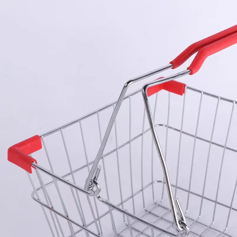Supermarket Shopping Metal Wire  Basket with Handles