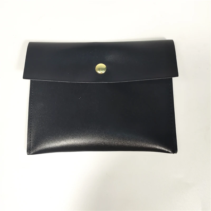 Wholesale Design Your Custom printed gold logo and  Top Quality Multi color with flap and button pu leather jewelry pouch