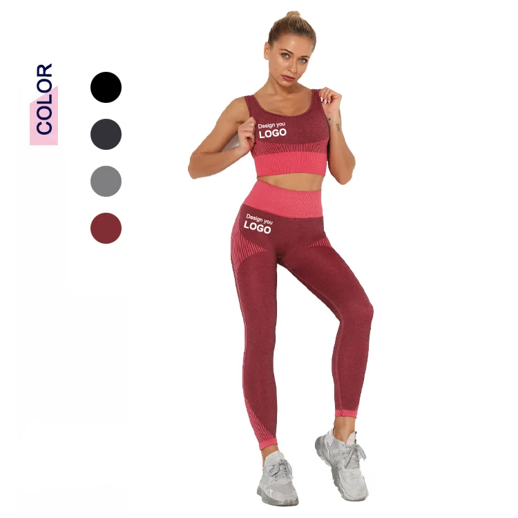 
Wholesale Sport Suit Women Fitness Clothing Sport Wear Yoga Two Piece Set Gym Sportswear Running Leggings Women Casual Suit 