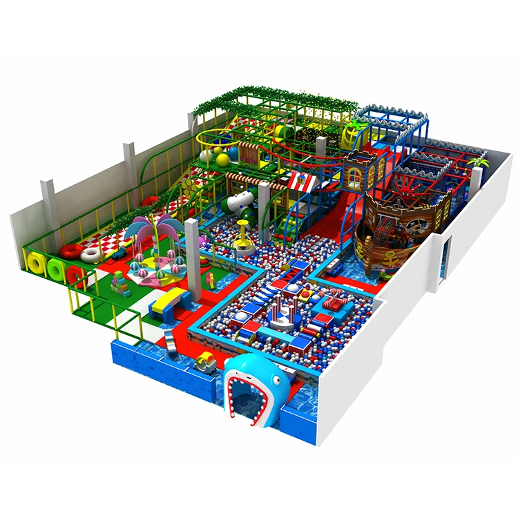 Soft Kids Indoor Playground, Foam Pit Indoor Ball Pit for Toddlers, Shark Theme Ocean Indoor Playground