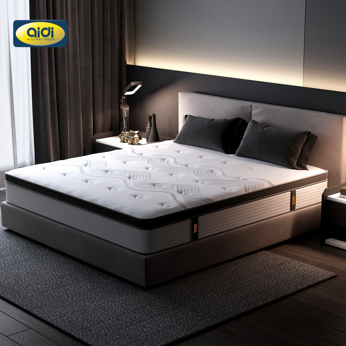 Matras OEM/ODM 400 gsm fabric 12 Inch Comfortable memory foam 5 zoned pocket spring mattress mattress