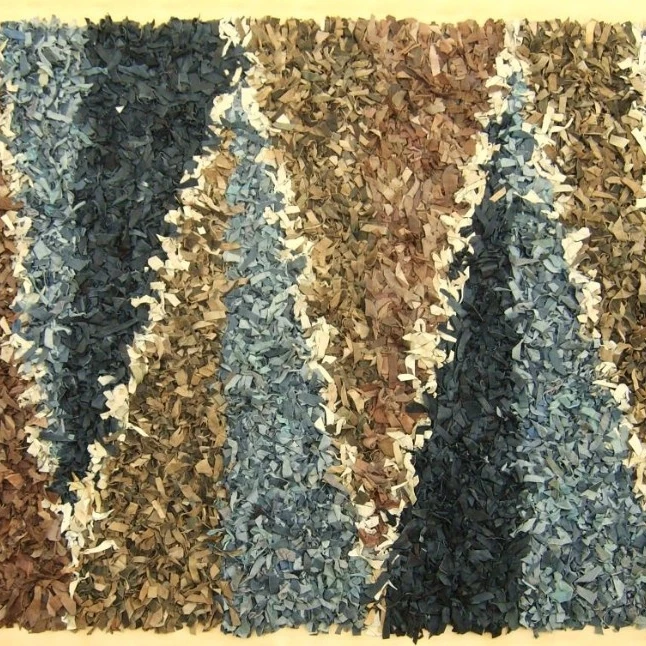 leather shag carpets and rugs in modern designs manufactured in India