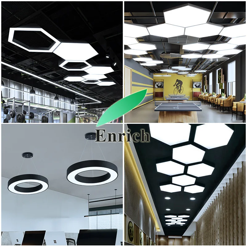 Ceiling Light Hexagon LED Pendant Chandelier With Hollow/solid Type 1000mm Industrial Iron Warm White Switch Control