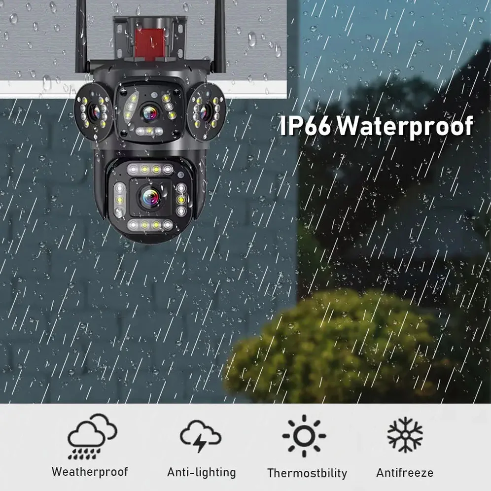 Super Clear HD 4MP Video Dual Lens Dual Video PTZ Waterproof Motion detection Alarm Action Network Camera PTZ WiFi IP Camera