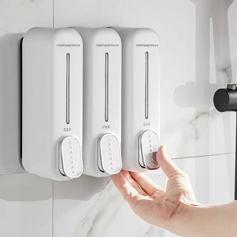 OEM bathroom three in one shampoo dispenser wall mount with key l manual soap dispenser wall liquid soap dispensers