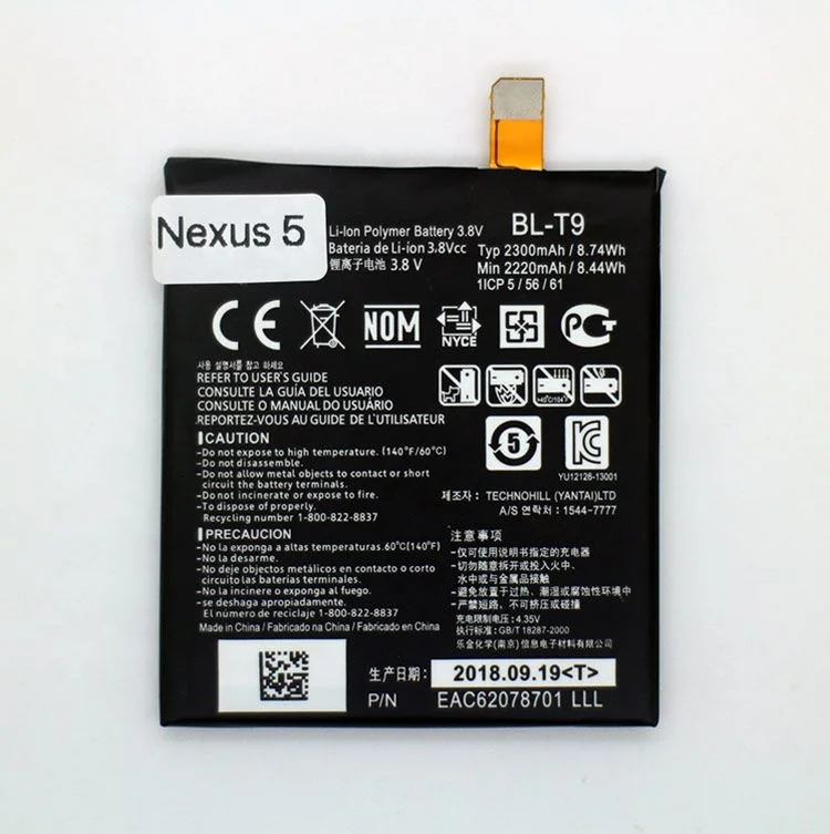 Factory Wholesale Bl-t9 Lithium Ion Batteries For Lg Nexus 5 D820 D821