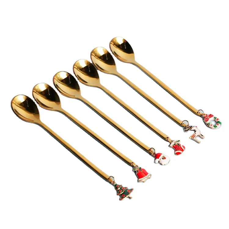 spoon set stainless steel 410 gold flatware cutlery set stainless steel tableware silverware sets for Christmas holiday