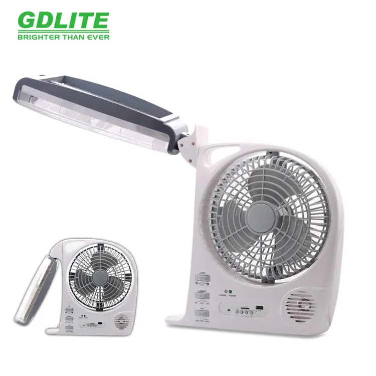 Fan solar GDLITE 8028 rechargeable solar fan with radio music 12 inch fan