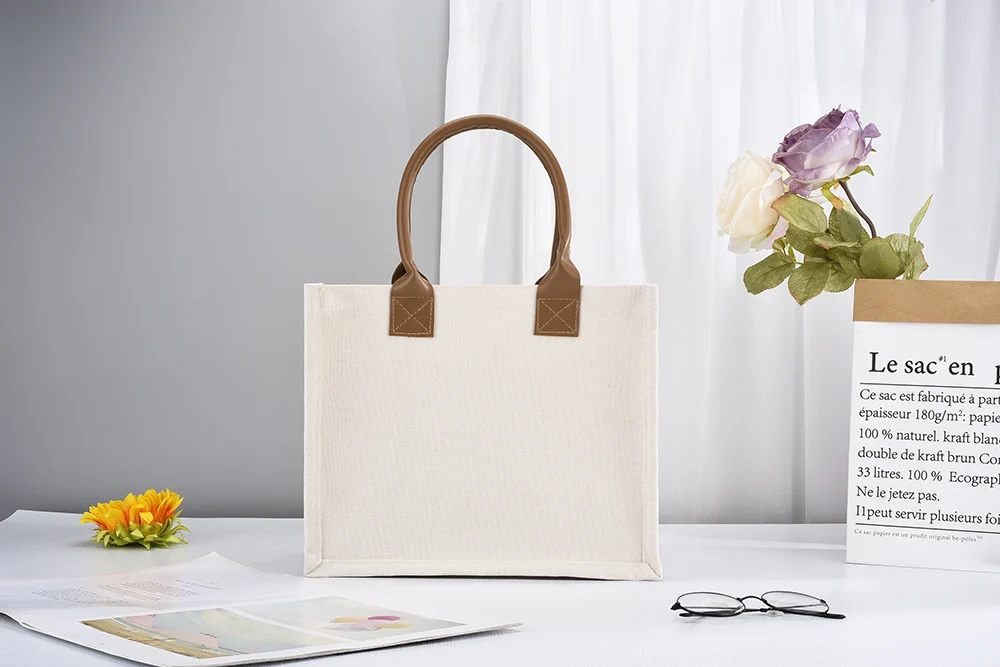 Customizable  canvas bags custom logo and pu handle Shopping Bags for Your Business or Event  mini canvas boat tote bags