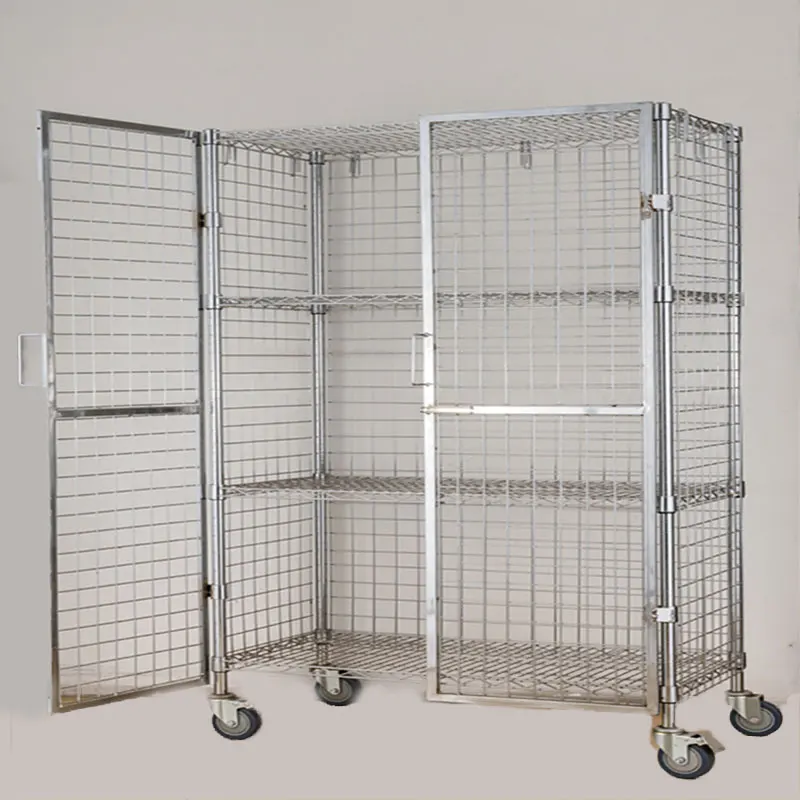 Chrome plated flat net rack four side fence trolley carbon steel logistics