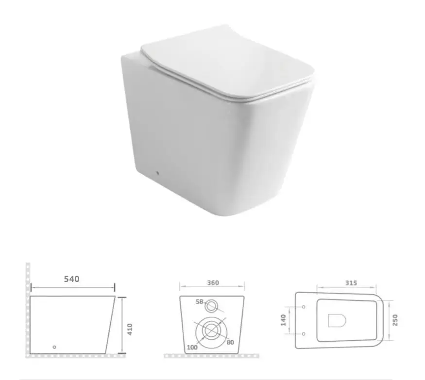 Sanitary Ware Wall Hung Closet Bathroom Toilet Bowl Wall Ceramic China Popular White Style Pattern Color Hotel WC P-trap