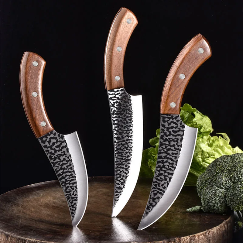6' Hand Forged Boning Butcher Knives With leather sheath Fillet Knife Vegetable Chef Knives for Kitchen Camping BBQ