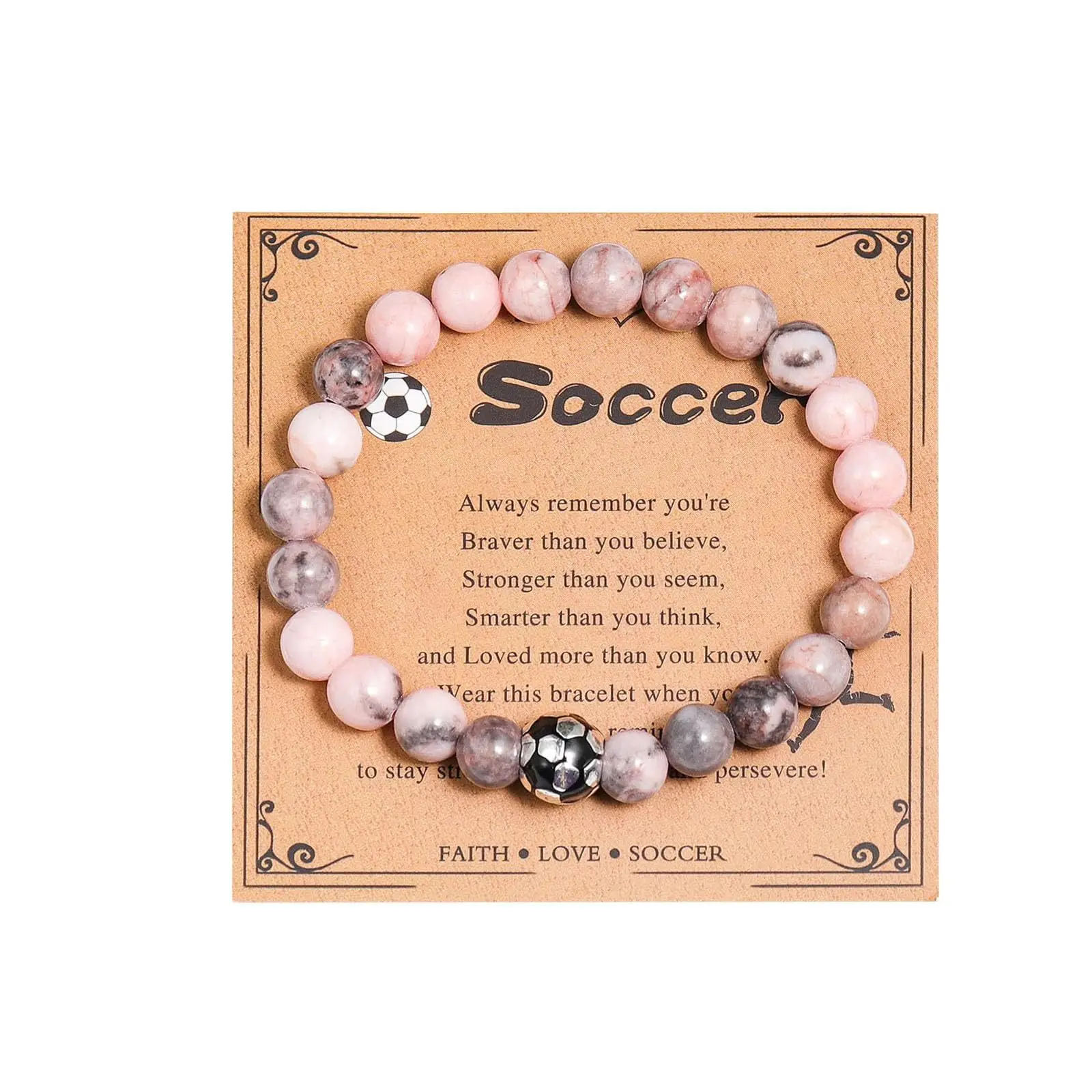 Pink Zebra Alloy Volleyball Basketball Soccer Baseball Braided Bracelet