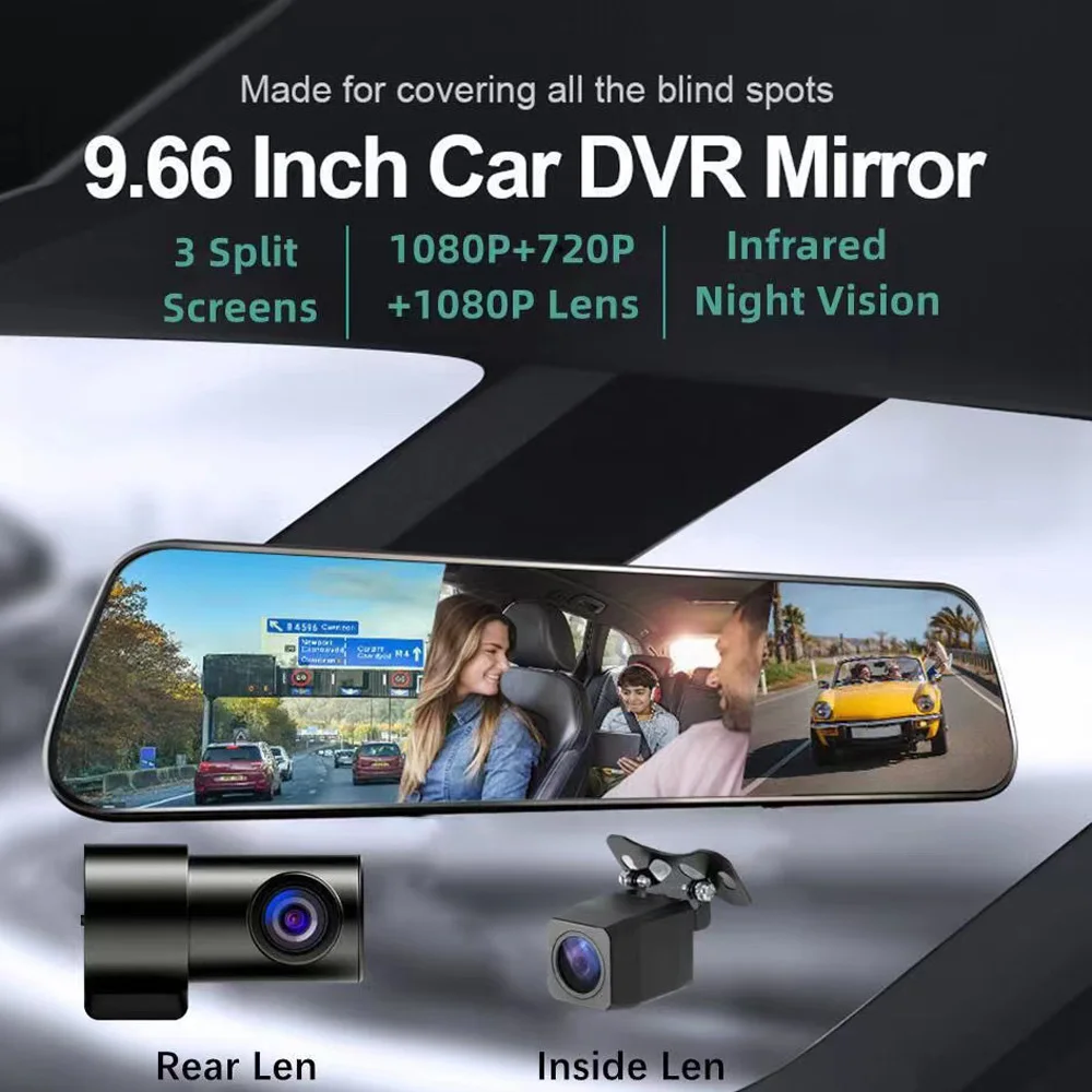 1080P Wide Angle 10Inch  Wifi App Control Gps Logger Car Rearview Mirror With Camera Video Recorder For Cars