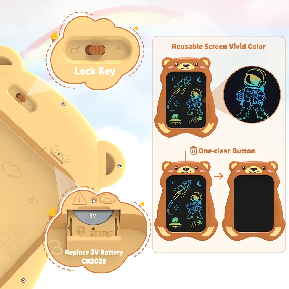 8.5/In Cartoon LCD Writing Tablet with Color Screen Drawing Board Pad Toy for Kid