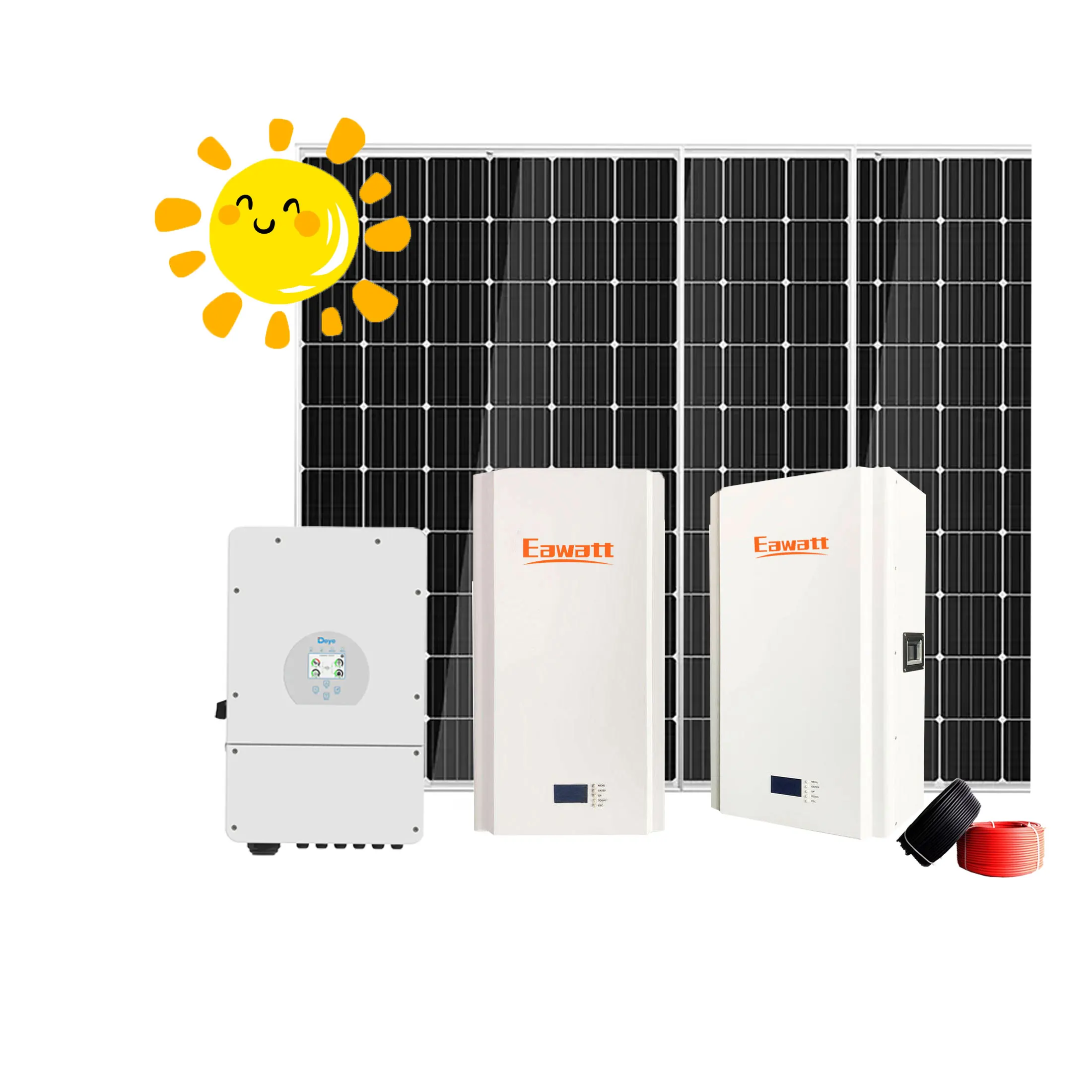 Eawatt Solar Pump System 5kwh 10kw 15kwh LiFePO4 Lithium Batteries Hybrid Solar System Power Wall 5kw Solar System Price