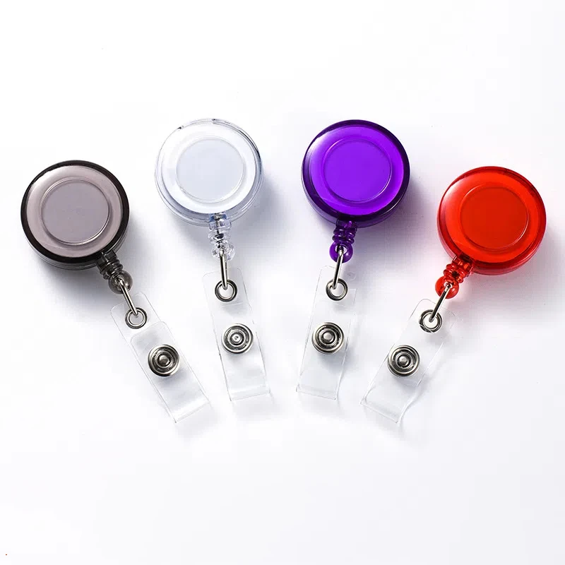 ABS transparent circular retractable ID card clip keychain scroll badge ID bracket hanging rope accessories