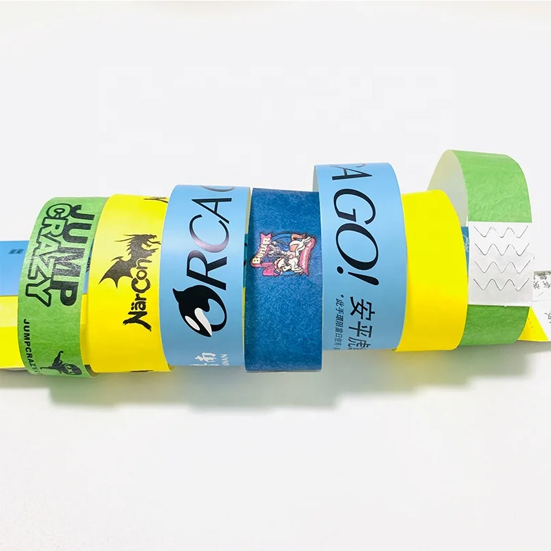 Customized 3/4inch Wrist Band Tickets One Time Disposable Printable Id Tyvek Paper Wristbands For Party