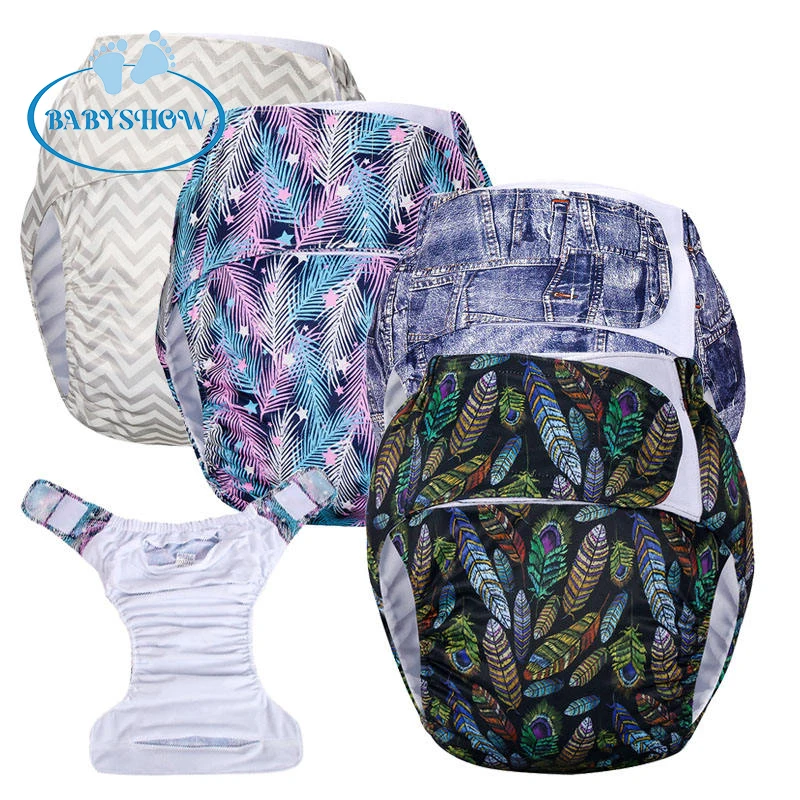 wholesale Hook&loop Velcro Reusable Cloth Adult Diaper Pocket All Adult Printed Washable Cloth Diapers For Adults Elderly