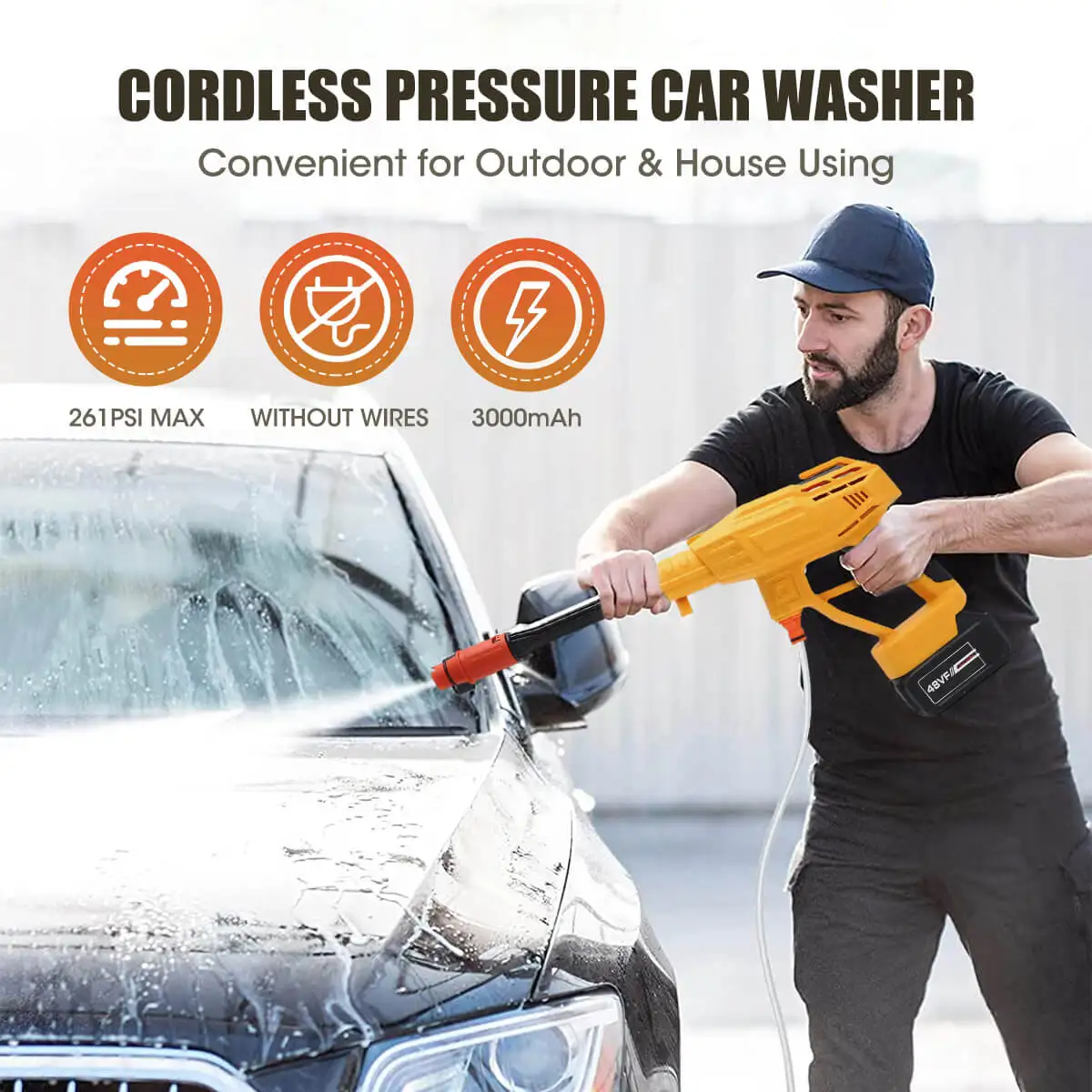 Multipurpose Portable High Pressure Washer Gun Electric Battery Powered Cordless Car Washer Machine Rechargeable