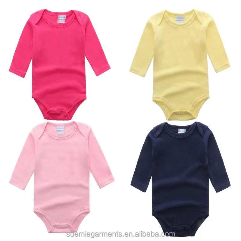 Custom Infant Toddler Boys Girls Long Sleeve Bodysuit Lapped Shoulder 100% Organic Cotton Baby Romper
