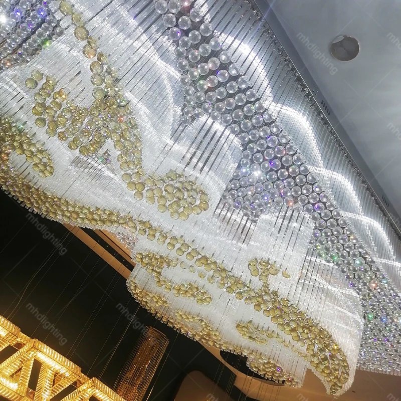 2024 Big Hotel Project Modern Luxury  Ceiling Crystal Glass Chandelier Room Pendant Lights Luxury Decorative Lighting