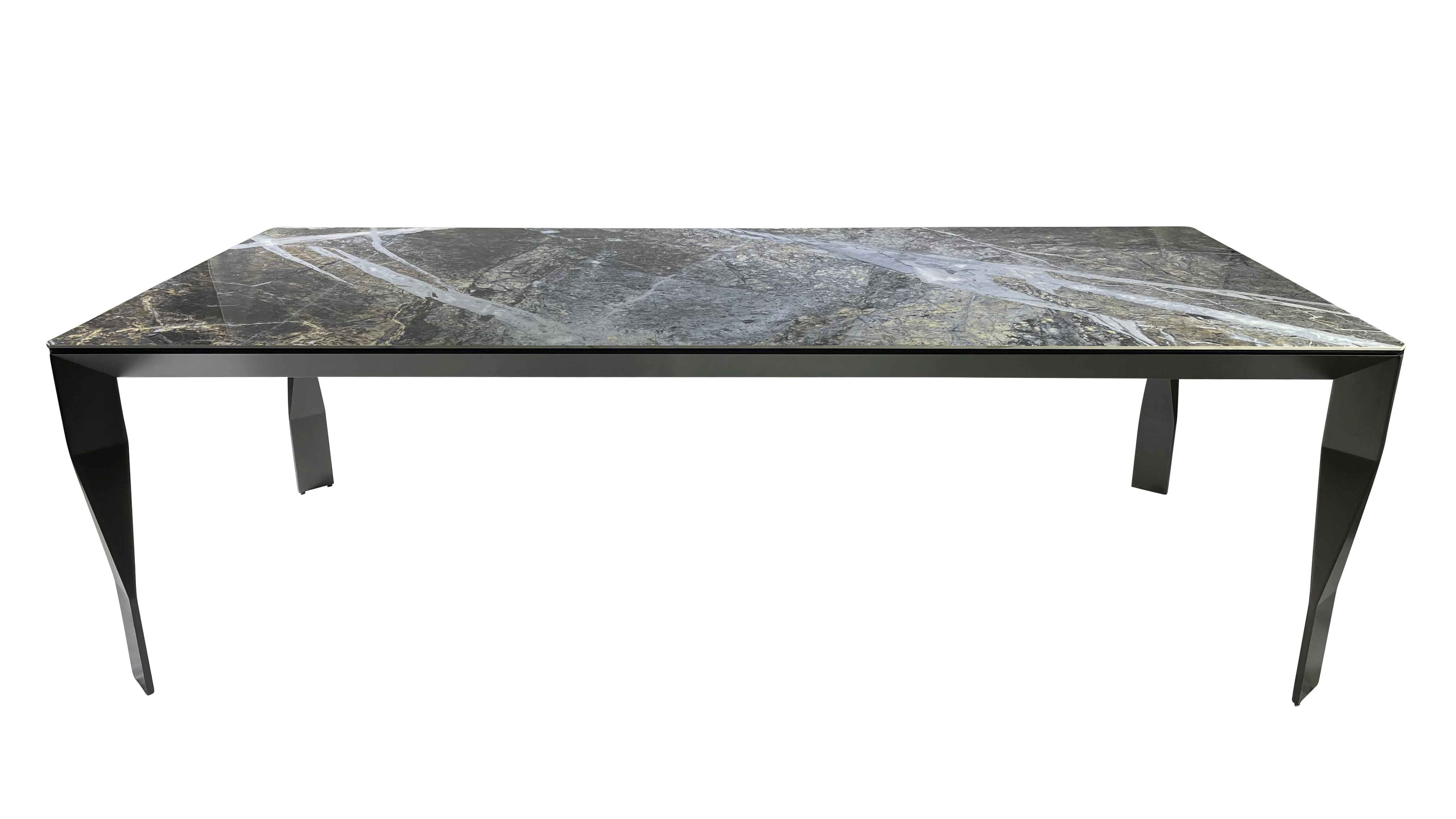 Modern Design Cheap Dining Room Furniture Top Black Dining Table 6 Seats Dining Room Table Set Table Metal Legs Glass Style Type