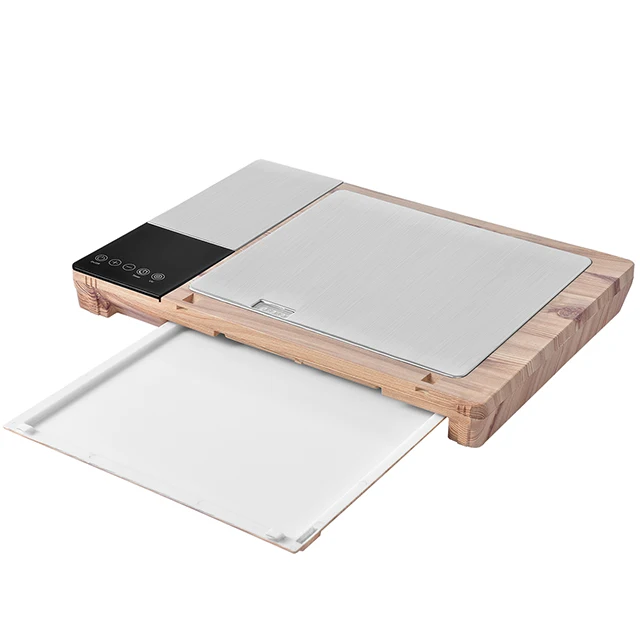 Stylish design simulated wood kitchen appliance rectangle chopping board UVC light sterlizer smart cutting board