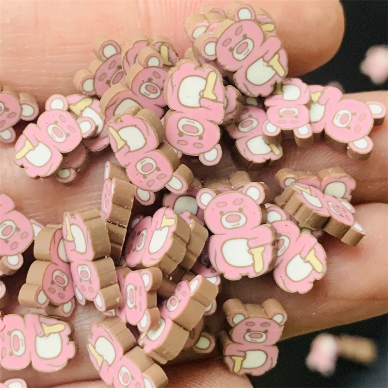 100g/Bag Cartoon Strawberry Pink Bear Polymer Clay Slices Hot Clay Sprinkles For Slime Filling Accessories Shaker Cards Deco