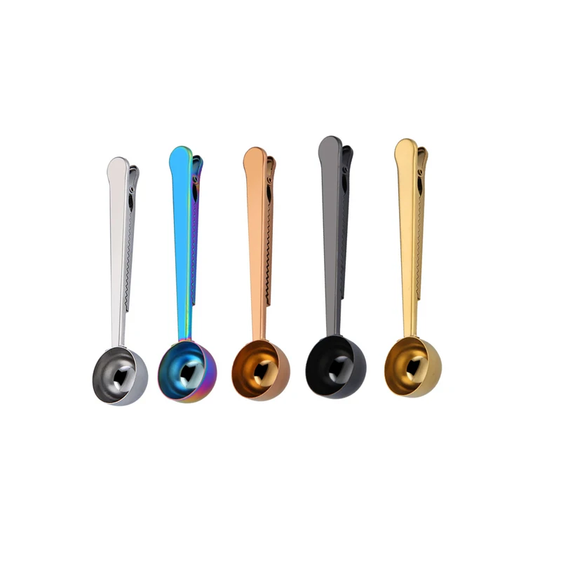 2 в 1 зажимы для запечатывания кофейных мерных ложек кухонные поделки из нержавеющей стали с длинной ручкой зажим кофе