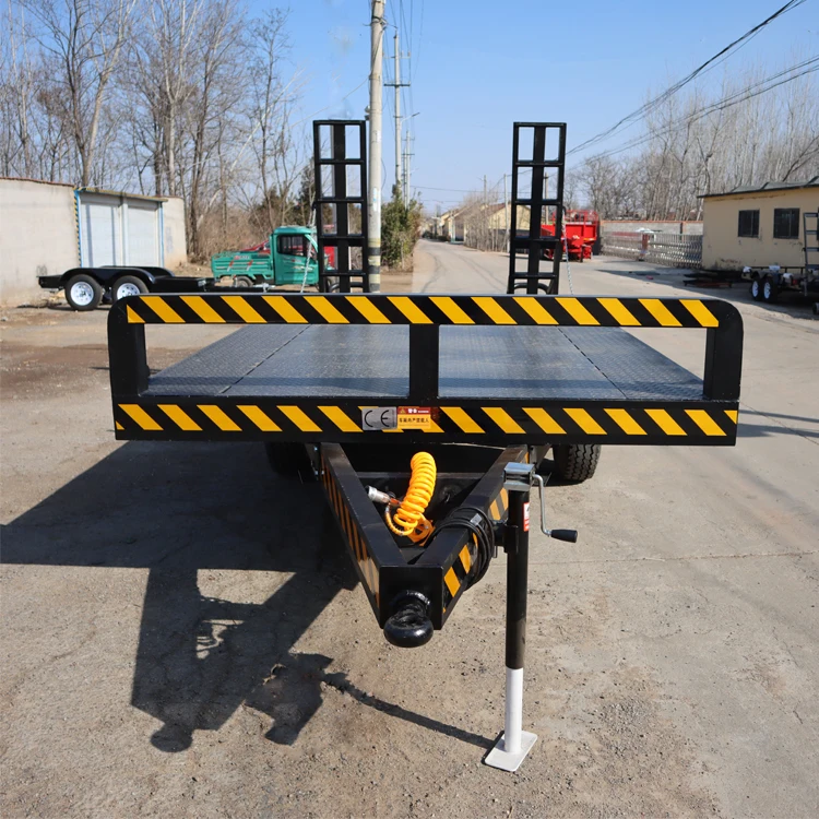 6 ton excavator trailer tandem axles flatbed trailer with ramp