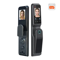 Tuya Wifi Fingerprint Recognition Smart Door Lock Cat Eye Automatic Face door lock with Camera Capture Function