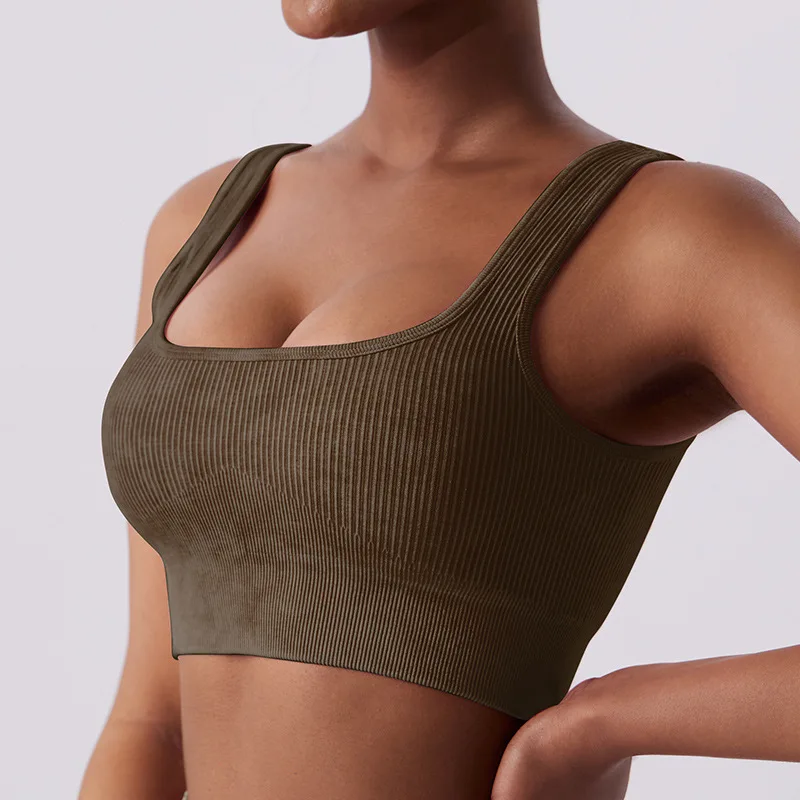 Hot Backless One Piece Breathable Fitness Threaded Yoga Sports Bra With Bra Pads Fitness Yoga Wear Workout Crop Tank Tops Women