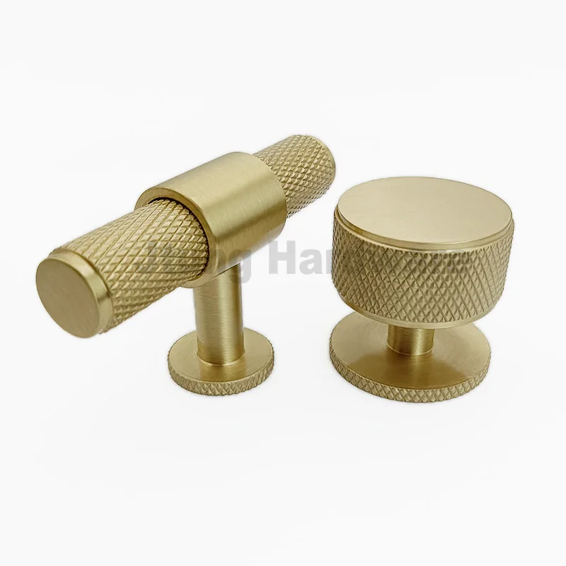 Knurled handles Knurled textured solid brass hardware cabinet T-Bar handle Brass cabinet handle