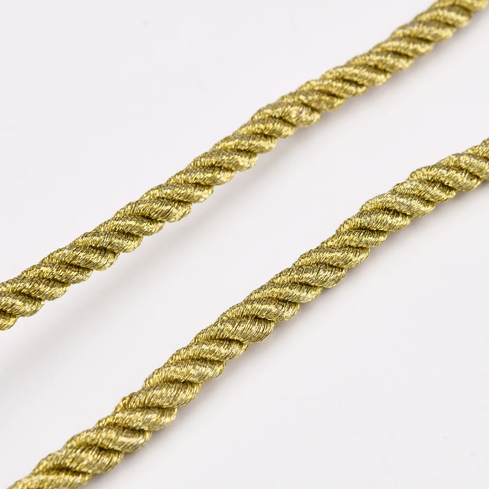 6mm 3 Strand Golden Metallic Polypropylene Rope Decorated PP Rope Cord for Sofa Decoration