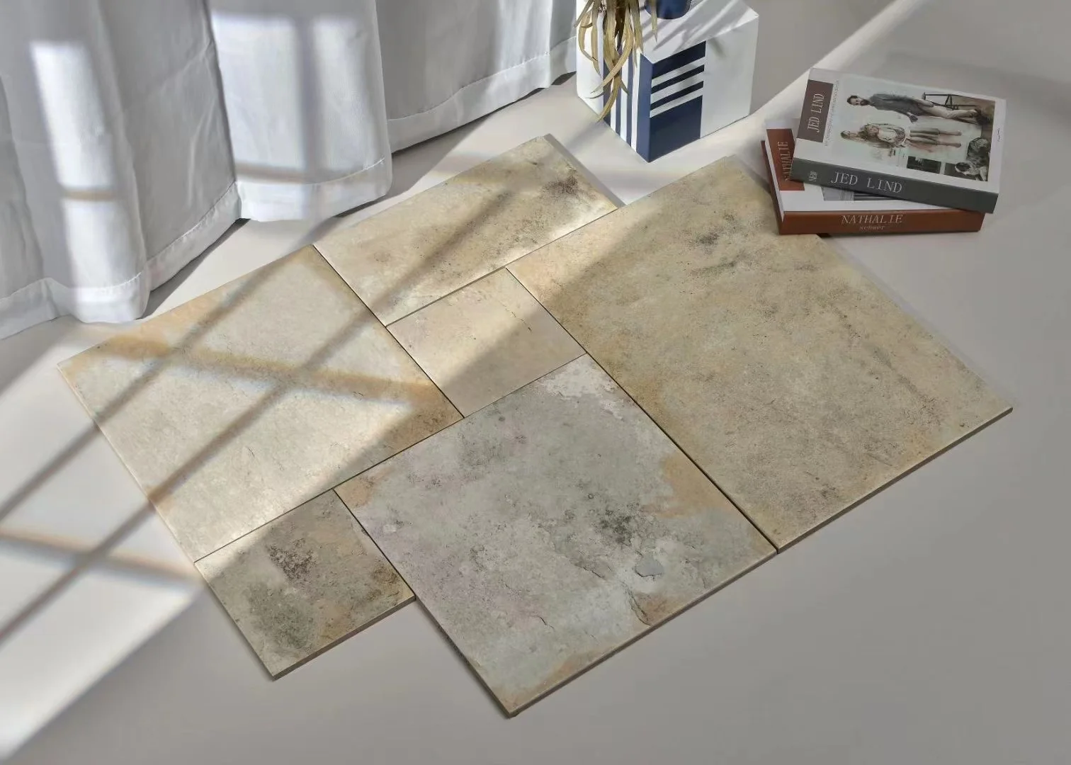 French Pattern Travertine Porcelain Tiles