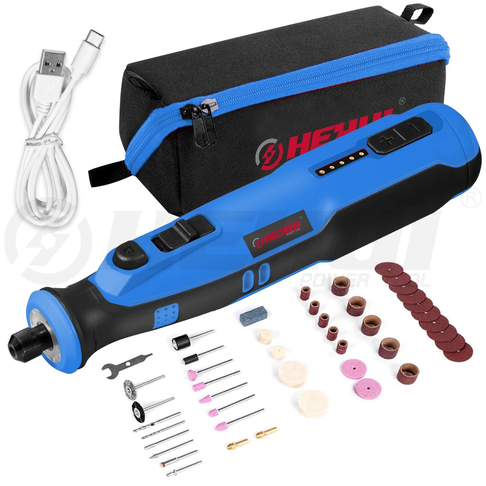 Hehui 8V Rotary Tool Lithium Battery Rechargeable Variable Speed 64Pcs Accessories Cordless Mini Rotary Tool Kit