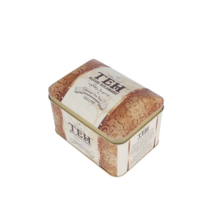 Unique Style Tea Parcel Storage Metal Tin Box With Arched Lid Custom Tea Storage Metal Tin Can With Hinged Lid Tea Tin Caddy