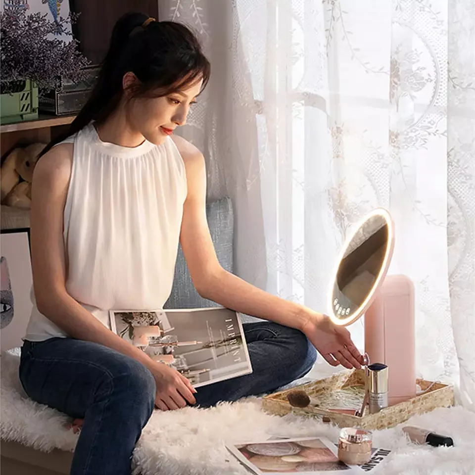 Donlim Adjustable Defogging UV Disinfection Cosmetics Storage Rechargeable Led Smart Makeup Vanity Mirror With LED Light