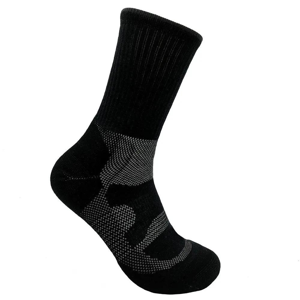 Plain black merino wool acrylic blend hiking socks