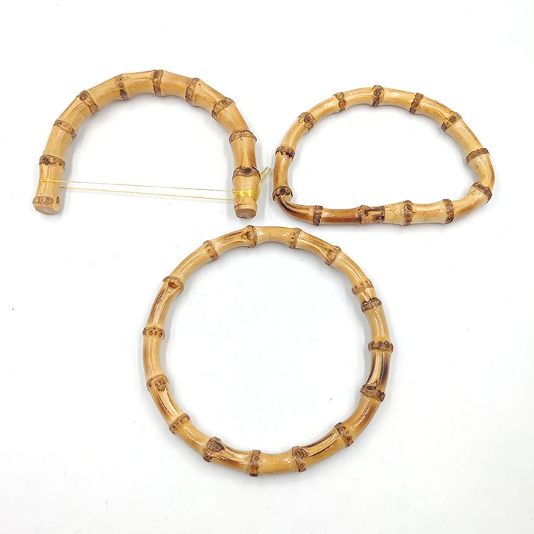 Wholesale Custom Accessories Round Various Real Natural Wooden Bamboo Top Handbag Handle Jute Bag Bamboo Handles For Bags BD1901