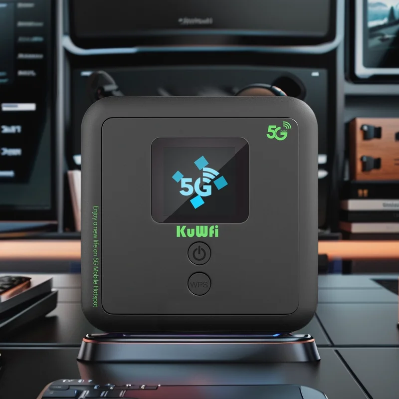 KuWFi 5G01 6000mAh Battery 3000Mbps PPPoE Mode Gigabit RJ45 Port Pocket Mobile 4G Wifi Router For Travel