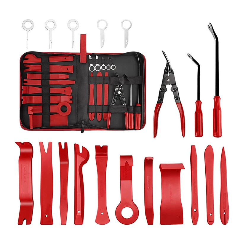 Trim Removal , Fastener Remover  Kit Automotive Interior Plastic Pry Kit Car Door Panel  Radio Auto Clip Plie