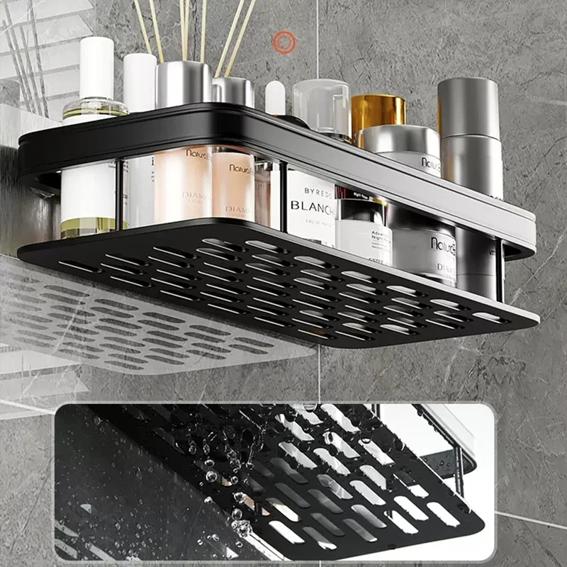 shower caddy bathroom shelf free drilling 2-pack storage rack wall bathroom shelves space aluminum bathroom tripod shelf