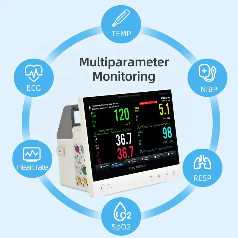 Lepu Portable Medical Multipara Touch Screen Remote Patient Monitoring Wall Mount Multi Parameter Patient Monitoring